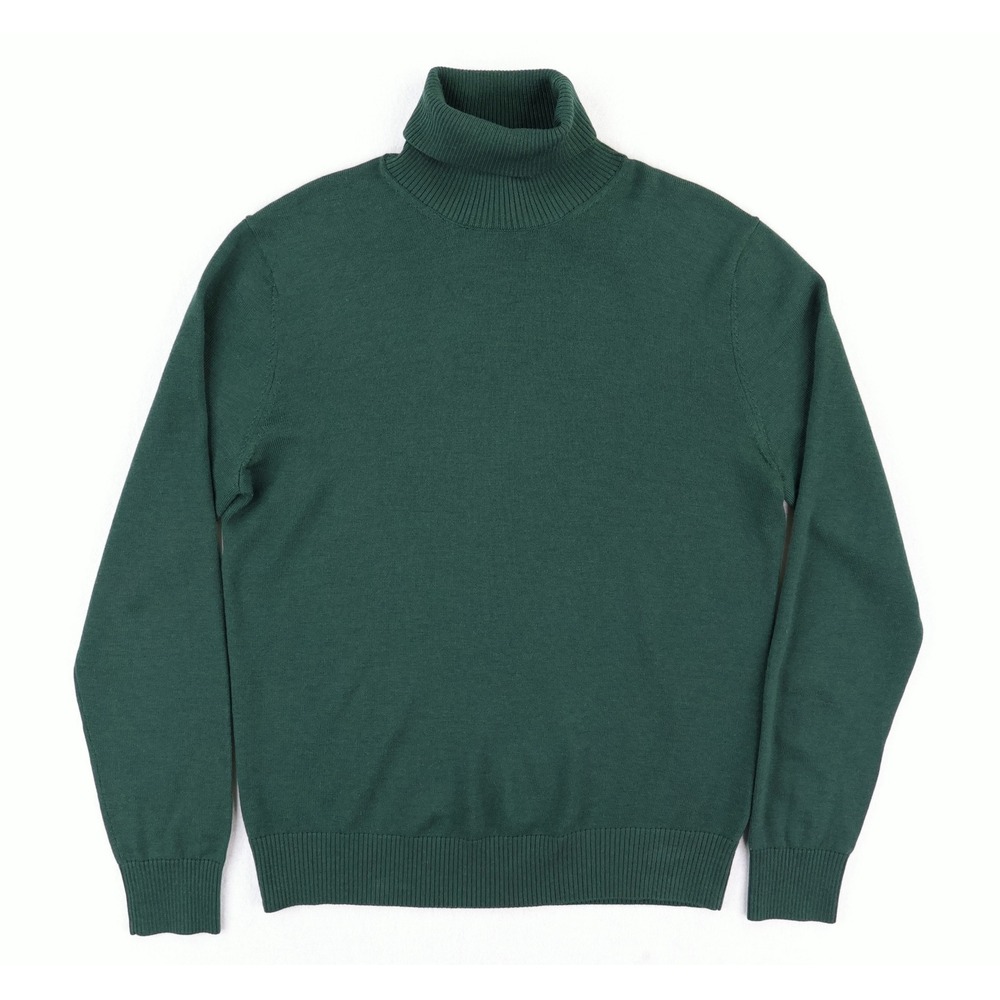 SuitSupply Turtleneck Sweater Mens Large Green 100% Merino Wool Long Sleeve Knit